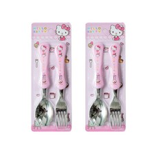 LILFANT Hello Kitty印花曲線湯匙叉子組 HK5974, 混色, 湯匙 2入+叉子 2入, 2組