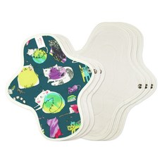 eechae 有機Catty Cat棉質衛生棉 一體成型套組A 小型3片 + 中型3片, 1套