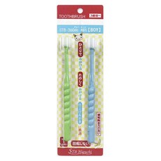 Dandelion 男孩童牙刷2件組 STB-360do, 藍色+綠色, 1組, 2個裝
