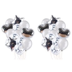 윰스 해피벌스데이 파티장식 풍선세트, 실버, 2세트