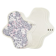 灰色花紋一片式布衛生棉 小型 3入+中型 3入組 A款, 1套