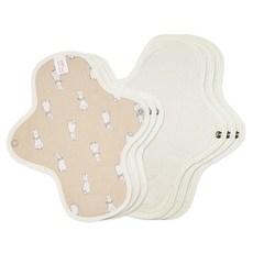 eechae 米色兔子印花布衛生棉 A款 S號 3片+M號 3片, 1套