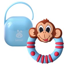 비브라이트 실리콘 베이비 애니멀 치발기 + 보관케이스, 블루몽