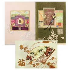 From&To T301-456 感謝 祝賀 賀年卡 卡片 3入 + 信封 3入 + 內頁 3入, 混合顏色, 1套