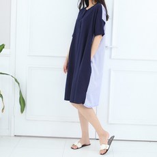 보리맘 배색 임산부 수유 원피스 T006