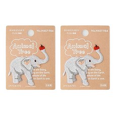 Hamanaka 刺繡貼片 動物樹 H457-984, 混和色, 2個