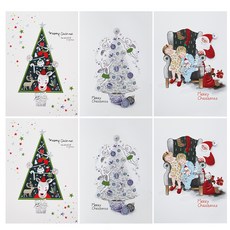 From&To 聖誕卡 聖誕賀卡 3款 + 信封 3款 套組 S207q345, 混合顏色, 2套