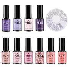 YUKI 浪漫美甲10款B組 + 水晶指甲鑽飾組, 凝膠指甲油10種 + 水晶指甲鑽飾, 1套