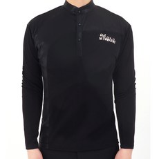 男款單排釦長袖T恤 MDT300, 黑色