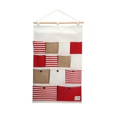 Justin布條紋壁掛收納 13口袋, 紅色的
