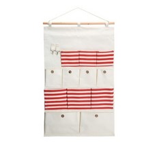 Justin布條紋壁掛收納 12格, 紅色的