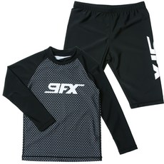 9FX 孩童防曬游泳長袖5分褲套裝