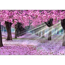 拼圖韓國陽光照亮粉紅色花隧道拼圖 3184, 1000件, 混色