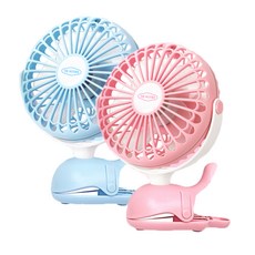 더마더 USB 충전식 유모차 고래 선풍기 2종, 블루, 핑크, 1세트