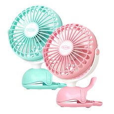 더마더 USB 충전식 유모차 고래 선풍기 2종, 핑크, 그린, 1세트