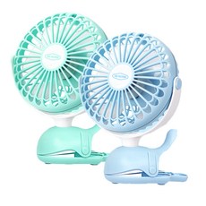 더마더 USB 충전식 유모차 고래 선풍기 2종, 블루, 그린, 1세트