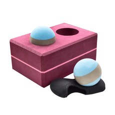바디아트 요가블럭 + 마사지볼 2p + 마사지볼 외피 세트, 요가블럭(버건디), 마사지볼(스카이블루), 1개