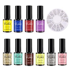 YUKI Bongja美甲 10種 B套組, 凝膠美甲 10種 + 水晶美甲水鑽套組, 1套