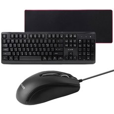 아이리버 유선키보드마우스세트 + 키스킨 + 게이밍 마우스패드, EQwear-T20, 블랙, 일반형