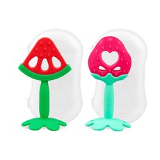 BBTTO 水果造型固齒器 2入, 無奶嘴, 西瓜款+草莓款, 1組
