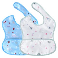 Firgi 防水吃飯圍兜 2入, 白色+藍色, 1組