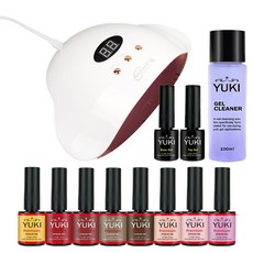 YUKI 雛菊指甲套組, Top Gel 10g + Base Gel 10g + Color Gel 10g x 8p + Gel Cleaner 100ml + Gel Lamp 36W, 1套