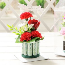 Alsatang.com 肥皂花迷你蛋糕零用錢盒 2入 + 圓筒盒 10入 x 2 + 訊息小卡隨機出貨 2入 + 訊息插牌 2入 組, 紅色