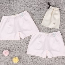 오가닉붐 여아용 학생 무형광 이지 스판 즈로즈 사각 팬티 2p + 파우치