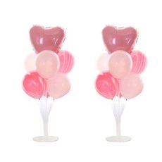 Eumes 派對裝飾亮片立式氣球組, 粉心大理石紋, 2套