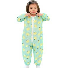 bebe chouette 孩童蘋果印花防水美術連身衣+收納袋 隨機出貨, 混色