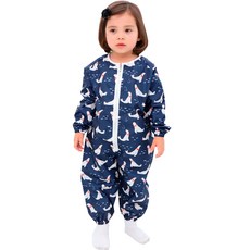 bebe chouette 孩童櫻桃印花防水美術連身衣+收納袋 隨機出貨, 混色