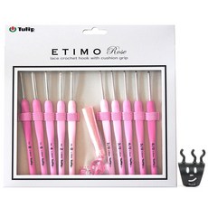 日本 Tulip Etimo Rose 毛線與蕾絲鉤針 + 編織環套組, 1套, 混合顏色