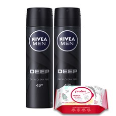 니베아 데오드란트 스프레이 맨 딥 150ml x 2p + 핀덴 물티슈 20매, 1개