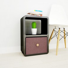 큐빅스 2 협탁 2130D + 빈박스 vin2-32, 협탁(블랙), 빈박스(브라운), 1개