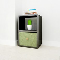 큐빅스 2 협탁 2130D + 빈박스 vin2-32, 협탁(블랙), 빈박스(그린), 1개