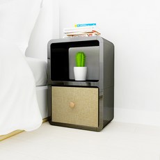 큐빅스 2 협탁 2130D + 빈박스 vin2-32, 협탁(블랙), 빈박스(베이지), 1개