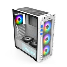다얼유 태풍의눈 강화유리 RGB 화이트 PC케이스 4팬, 1개