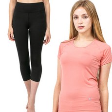 nokjok 女款修身純色七分瑜伽上衣下著套裝