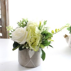 Dauef&J人造花繡球玫瑰擺飾, 綠色, 1個