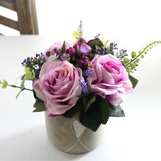 Dauef&J人造花繡球玫瑰擺飾, 紫色的, 1個