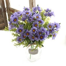 다우에프앤지 조화 로즈마리 데이지 투명유리병 콤비, 퍼플, 1개