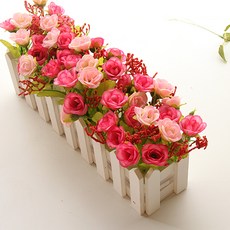 RIVER-GREEN 人造玫瑰圍籬花盆組 大, 粉紅色, 1套