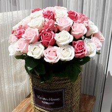 Blüehen 肥皂玫瑰花籃 50朵, 粉色的