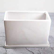 都市庭園現代長方形花盆, 白色