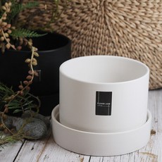 Garden in the City 現代矮圓形花盆, 白色, 1個