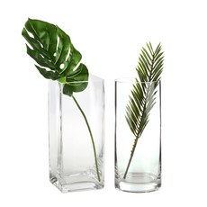 GLASSCO 玻璃花瓶 圓形 + 方形 組合, 透明