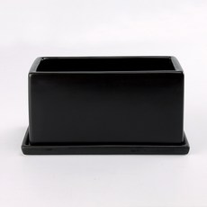佳酷吉歐 無光澤長方形花盆 + 底盤 2010SM, 黑色, 1個