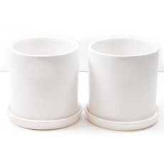 Garden in the City 現代圓形花盆, 白色, 2個