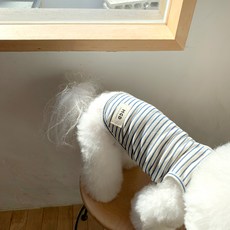 MAGDOG Morning 亞麻條紋無袖T恤, 藍色