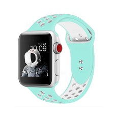 Apple Watch 3/4/5雙色矽膠錶帶 42/44mm通用, 淺綠白色, 1個